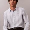 Garnfarbene Streifen Supima Stretch Slim-Shirt
