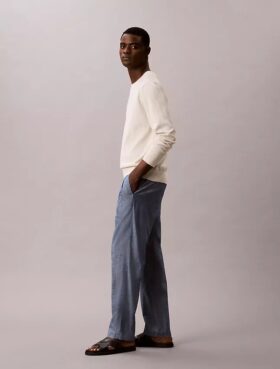 Gerade Chambray-Hose zum Hineinschlüpfen