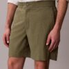 Gerade Seersucker-Shorts mit Gummizug, 18 cm
