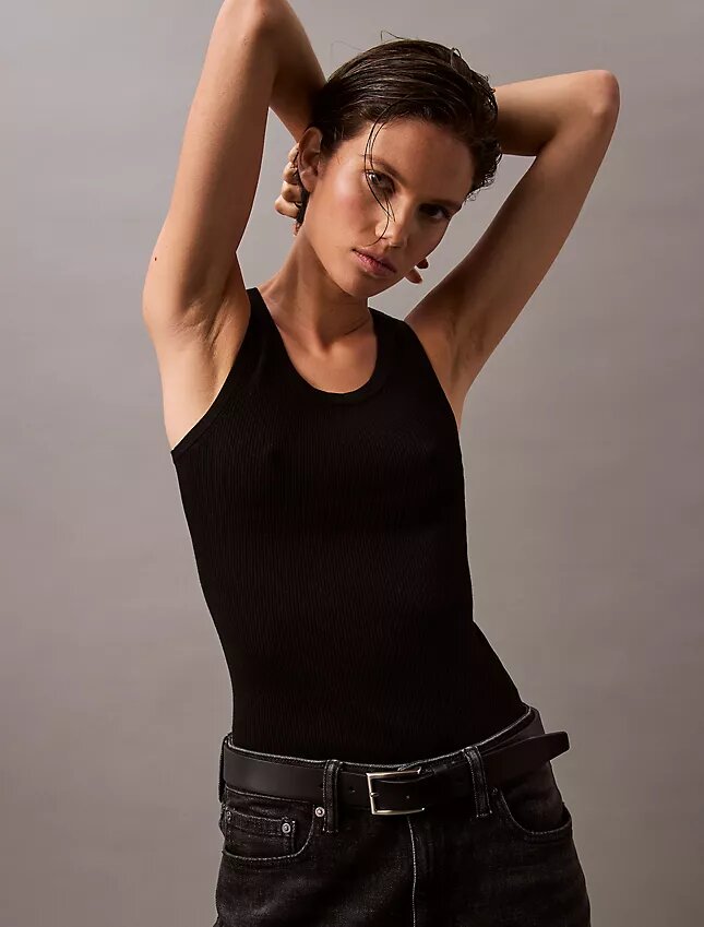 Geripptes Baumwoll-Tanktop Geripptes Baumwoll-Tanktop