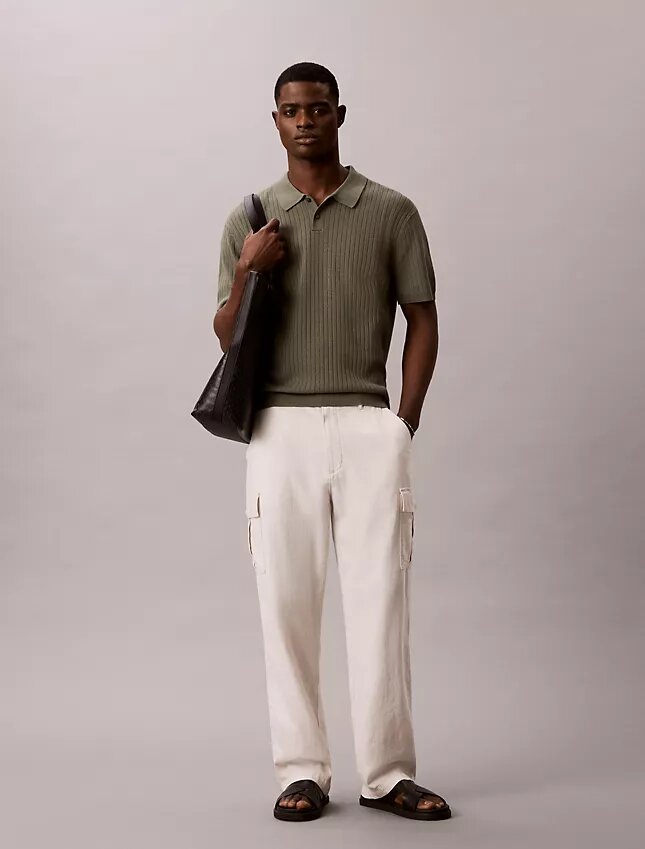Geripptes Sweater-Poloshirt Geripptes Sweater-Poloshirt