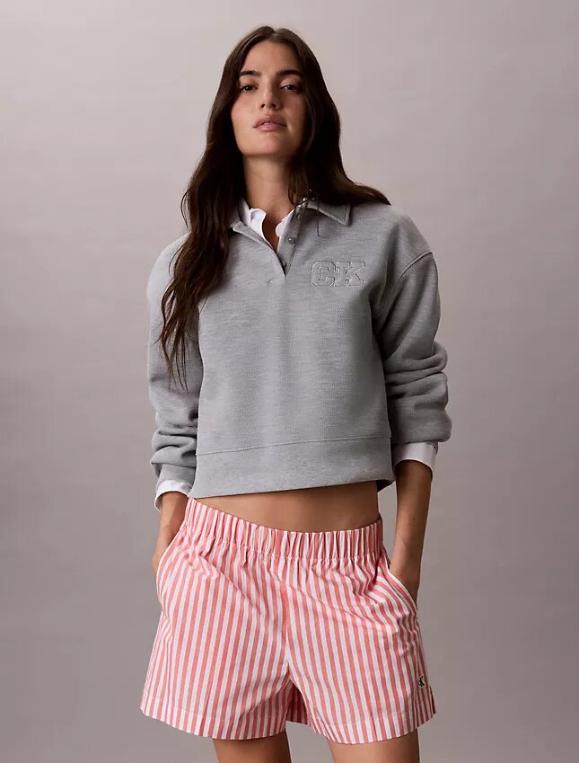 Gestreifte Shorts aus Baumwollpopeline Gestreifte Shorts aus Baumwollpopeline