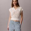 Gestreifte Shorts aus Baumwollpopeline Gestreifte Shorts aus Baumwollpopeline