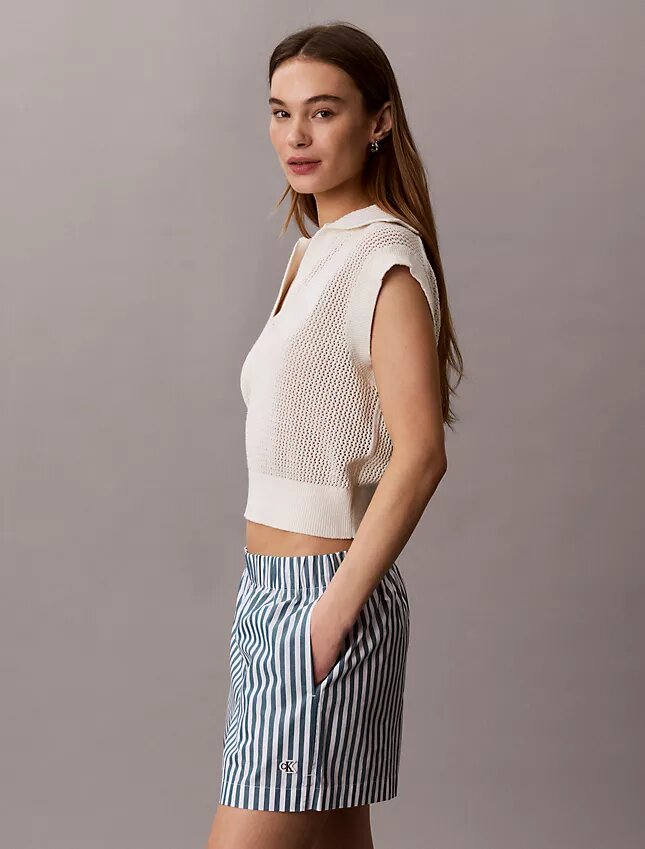 Gestreifte Shorts aus Baumwollpopeline Gestreifte Shorts aus Baumwollpopeline