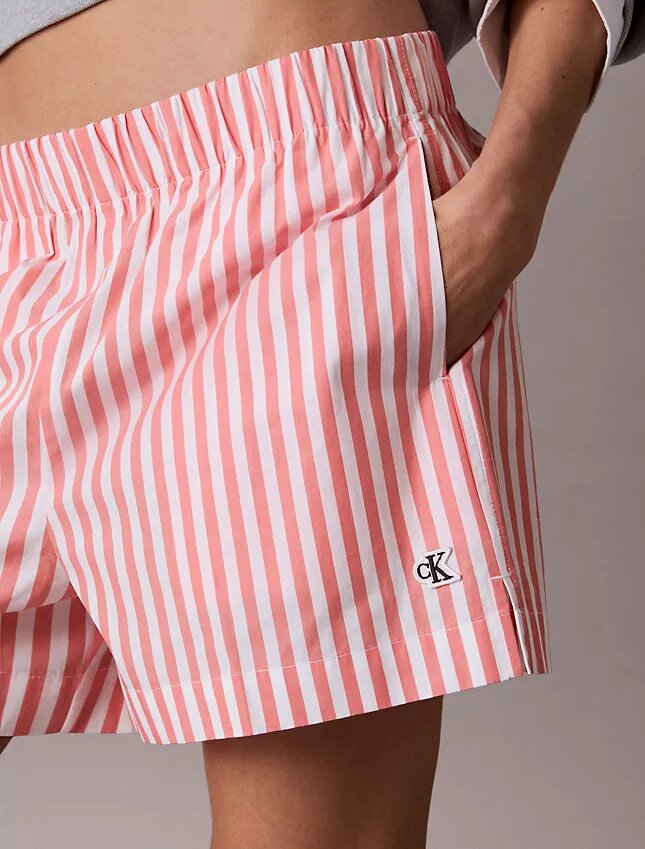 Gestreifte Shorts aus Baumwollpopeline Gestreifte Shorts aus Baumwollpopeline