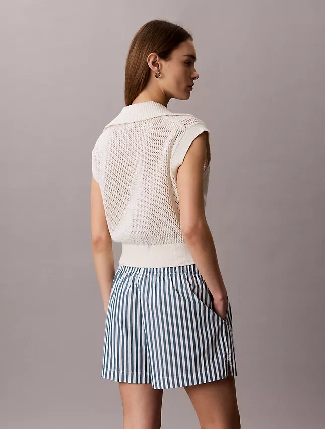 Gestreifte Shorts aus Baumwollpopeline Gestreifte Shorts aus Baumwollpopeline