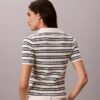 Gestreiftes, geripptes, schmal geschnittenes Poloshirt