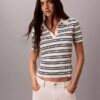 Gestreiftes, geripptes, schmal geschnittenes Poloshirt