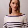 Gestreiftes, langärmeliges Minikleid mit Rippmuster