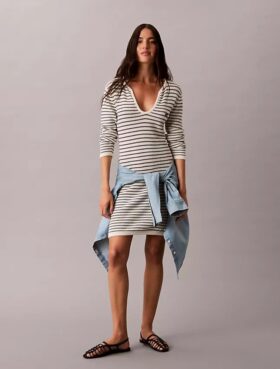 Gestreiftes Minikleid mit Rippbündchen