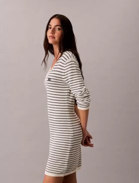 Gestreiftes Minikleid mit Rippbündchen