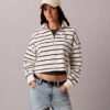 Gestreiftes Monogram-Frottee-Cropped-Oberteil