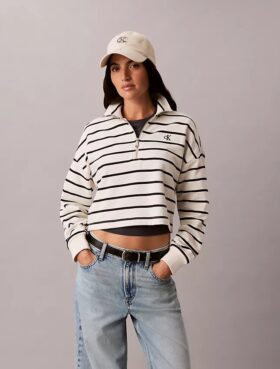 Gestreiftes Monogram-Frottee-Cropped-Oberteil
