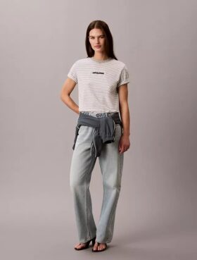 Gestreiftes T-Shirt mit CK-Logo