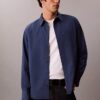 Gewaschenes Popeline-Hemd mit lockerer Passform und Button-Down-Kragen