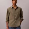 Gewaschenes Popeline-Hemd mit lockerer Passform und Button-Down-Kragen