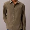 Gewaschenes Popeline-Hemd mit lockerer Passform und Button-Down-Kragen