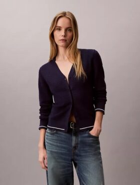 Gewebter Monologo-Zopfmuster-Cardigan
