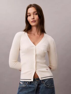 Gewebter Monologo-Zopfmuster-Cardigan