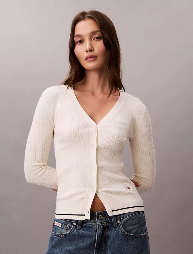Gewebter Monologo-Zopfmuster-Cardigan Gewebter Monologo-Zopfmuster-Cardigan