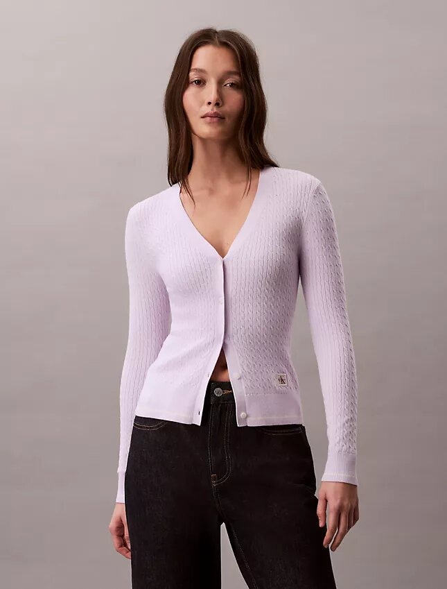 Gewebter Monologo-Zopfmuster-Cardigan Gewebter Monologo-Zopfmuster-Cardigan