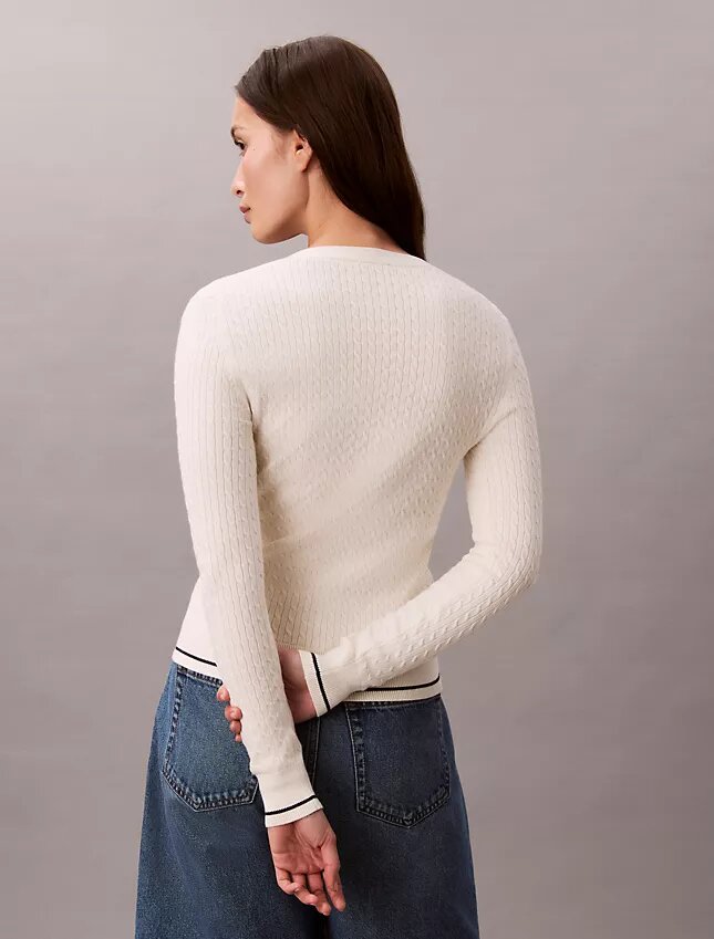 Gewebter Monologo-Zopfmuster-Cardigan Gewebter Monologo-Zopfmuster-Cardigan