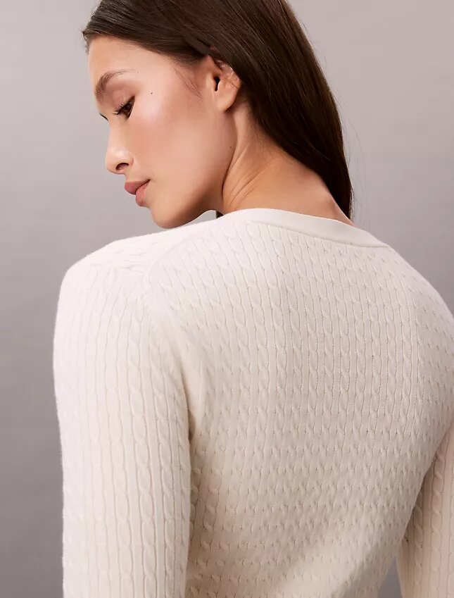 Gewebter Monologo-Zopfmuster-Cardigan Gewebter Monologo-Zopfmuster-Cardigan