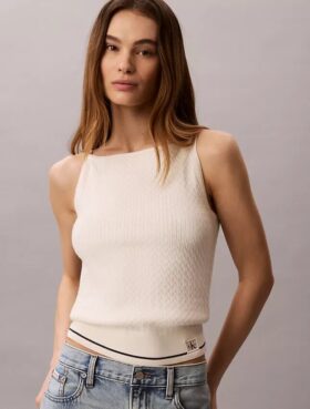 Gewebtes Monologo-Zopfmuster-Tanktop