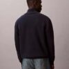 Glatter Baumwollpullover mit Viertelreißverschluss