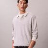 Glatter Polo-Pullover aus Baumwolle mit Waffelmuster