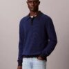Glatter Polo-Pullover aus Baumwolle mit Waffelmuster