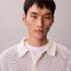 Glatter Polo-Pullover aus Baumwolle mit Waffelmuster