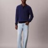 Glatter Polo-Pullover aus Baumwolle mit Waffelmuster