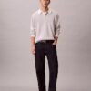 Glatter Polo-Pullover aus Baumwolle mit Waffelmuster