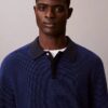 Glatter Polo-Pullover aus Baumwolle mit Waffelmuster