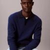 Glatter Polo-Pullover aus Baumwolle mit Waffelmuster