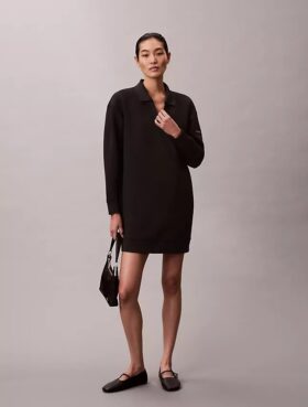 Glattes Mini-Polo-Sweatshirt-Kleid