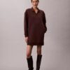Glattes Mini-Polo-Sweatshirt-Kleid Glattes Mini-Polo-Sweatshirt-Kleid