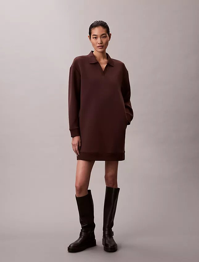 Glattes Mini-Polo-Sweatshirt-Kleid Glattes Mini-Polo-Sweatshirt-Kleid