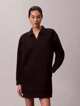 Glattes Mini-Polo-Sweatshirt-Kleid