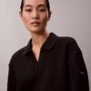 Glattes Mini-Polo-Sweatshirt-Kleid Glattes Mini-Polo-Sweatshirt-Kleid
