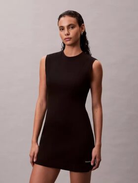 Glattes, ärmelloses Mini-Kleid