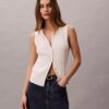 Glattes Tanktop aus Baumwollripp mit Knopfleiste Glattes Tanktop aus Baumwollripp mit Knopfleiste