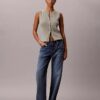 Glattes Tanktop aus Baumwollripp mit Knopfleiste