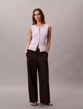 Glattes Tanktop aus Baumwollripp mit Knopfleiste
