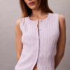Glattes Tanktop aus Baumwollripp mit Knopfleiste Glattes Tanktop aus Baumwollripp mit Knopfleiste