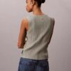 Glattes Tanktop aus Baumwollripp mit Knopfleiste