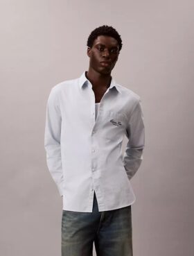 Hemd mit Logo-Grafik aus gewaschenem Oxford-Stoff mit Button-Down-Kragen