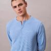 Henley-Schlafshirt aus Waffelpiqué Henley-Schlafshirt aus Waffelpiqué