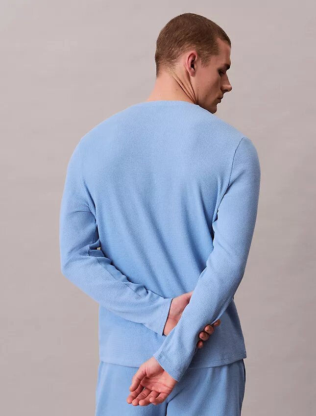 Henley-Schlafshirt aus Waffelpiqué Henley-Schlafshirt aus Waffelpiqué